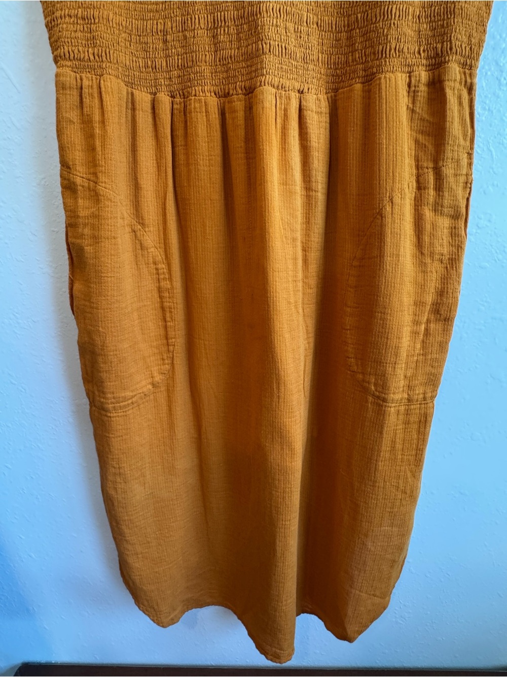 Prana 100% Organic Cotton Sleeveless Midi Dress in Mustard Yellow Size XL - Picture 4 of 10